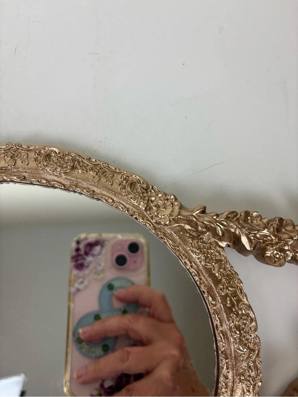 Vintage Ornate-French Styled Gold Finish Wall Mirror-Decorative Bow & Garland